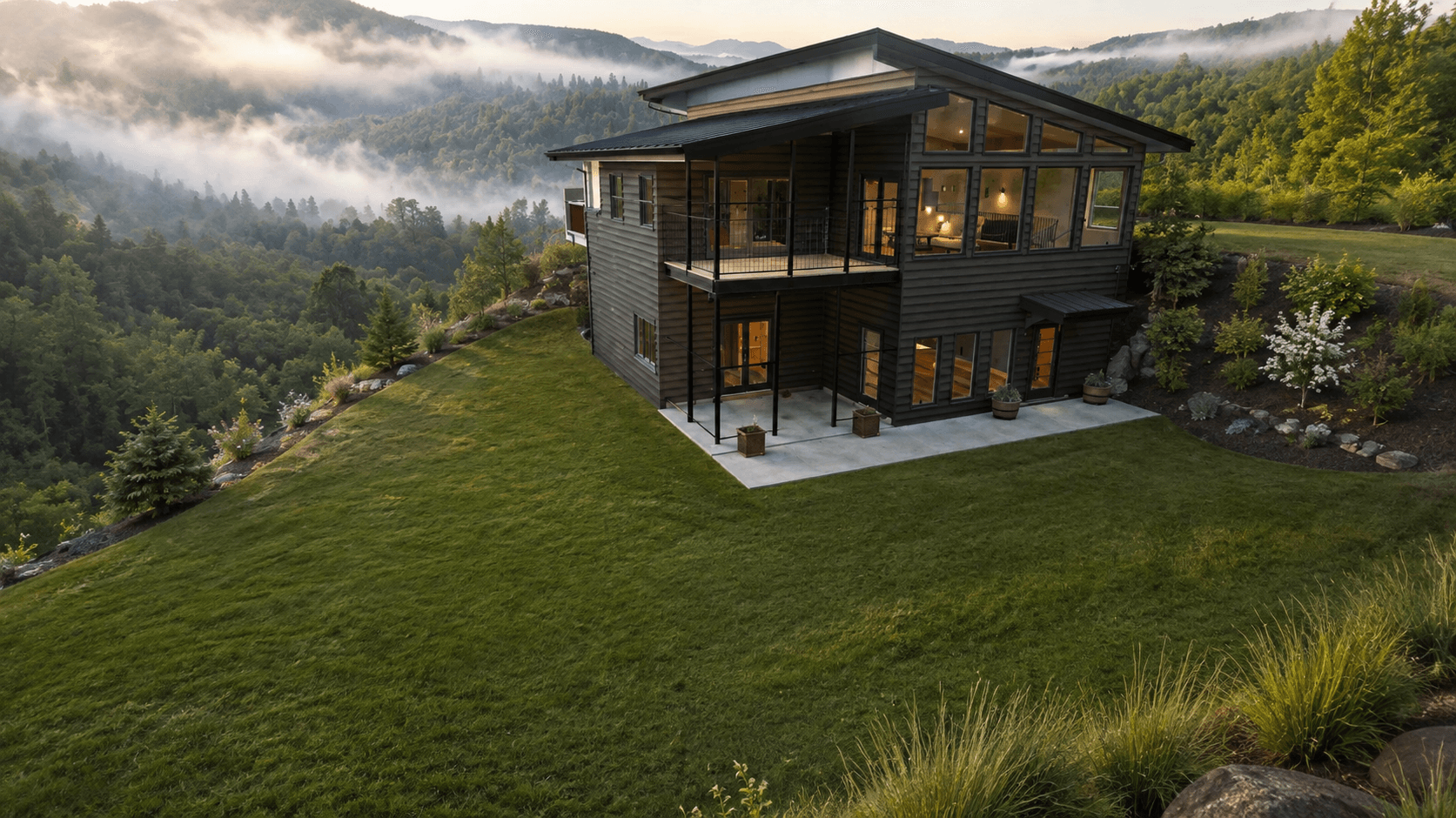 Bluffside Chalet surrounded by a mountain landscape