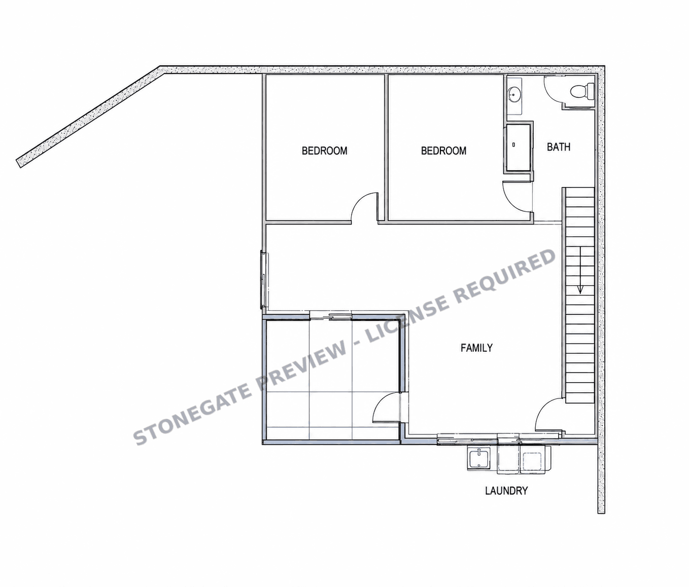 Dimension-free Bluffside Chalet finished lower-level floor plan preview