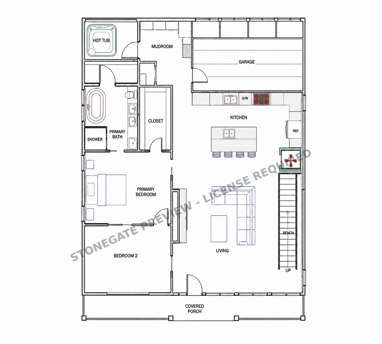 Dimension-free Bluffside Chalet main-level floor plan preview
