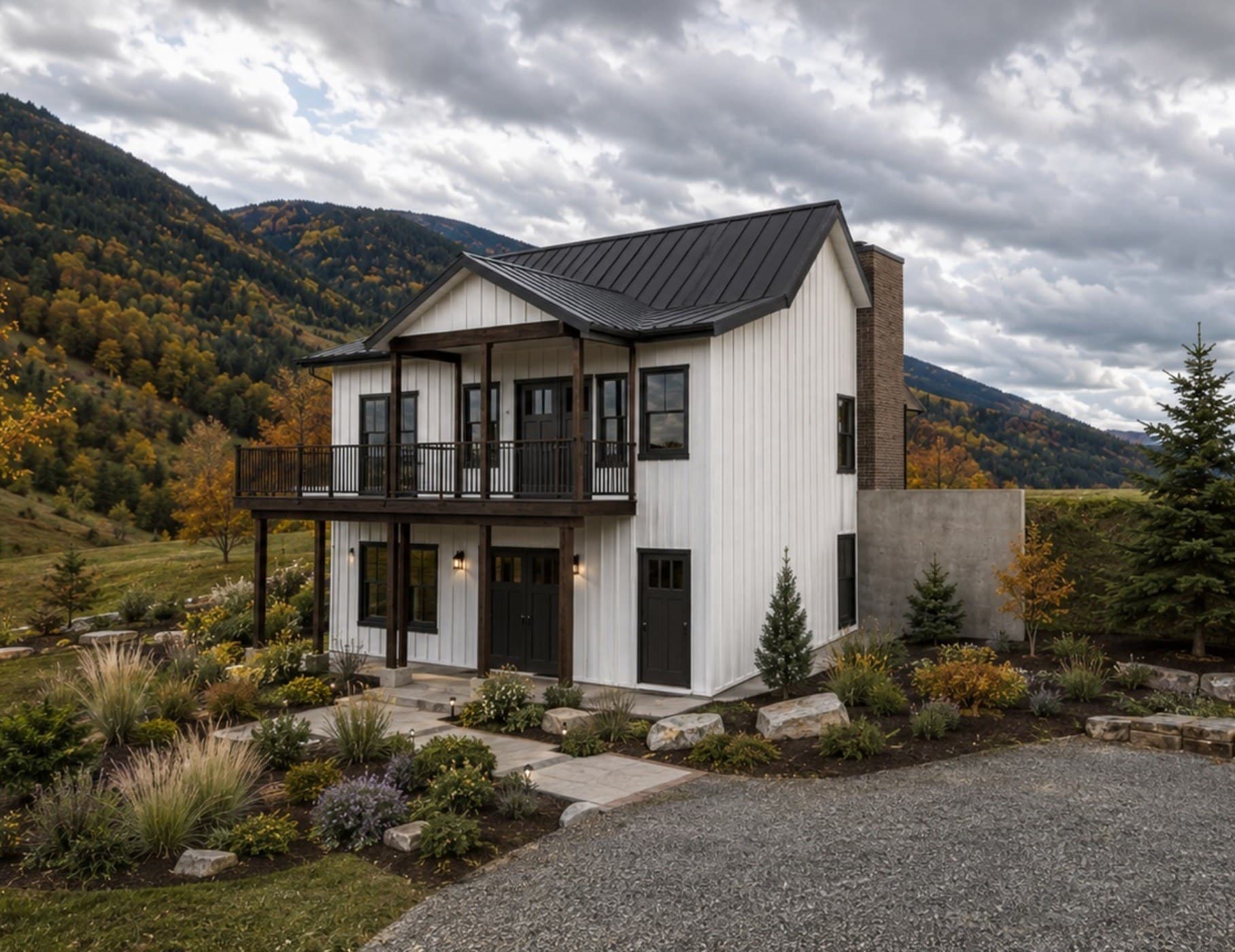 Hillside Cottage rear exterior and walkout terrace