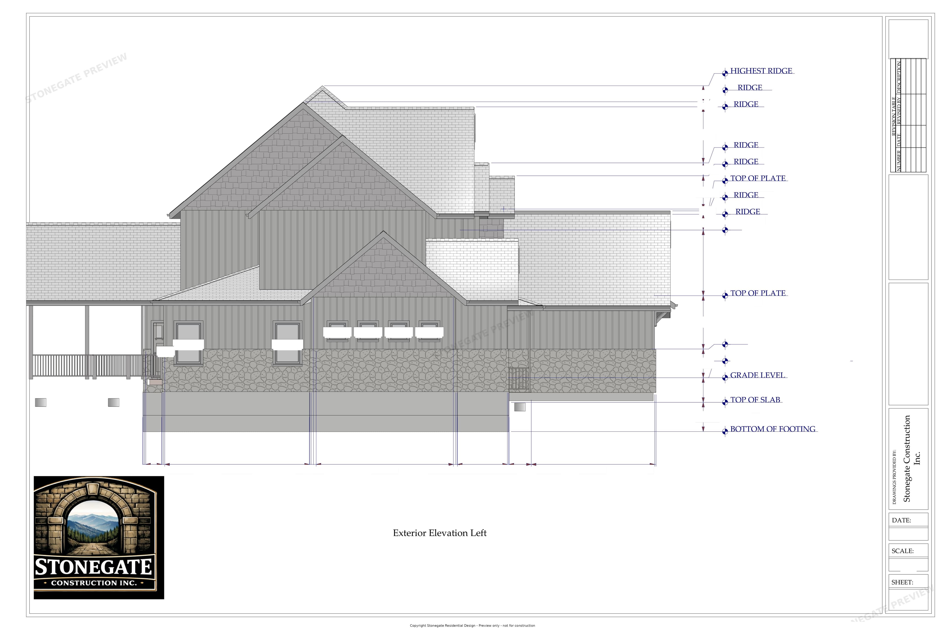 Country Craftsman left elevation preview