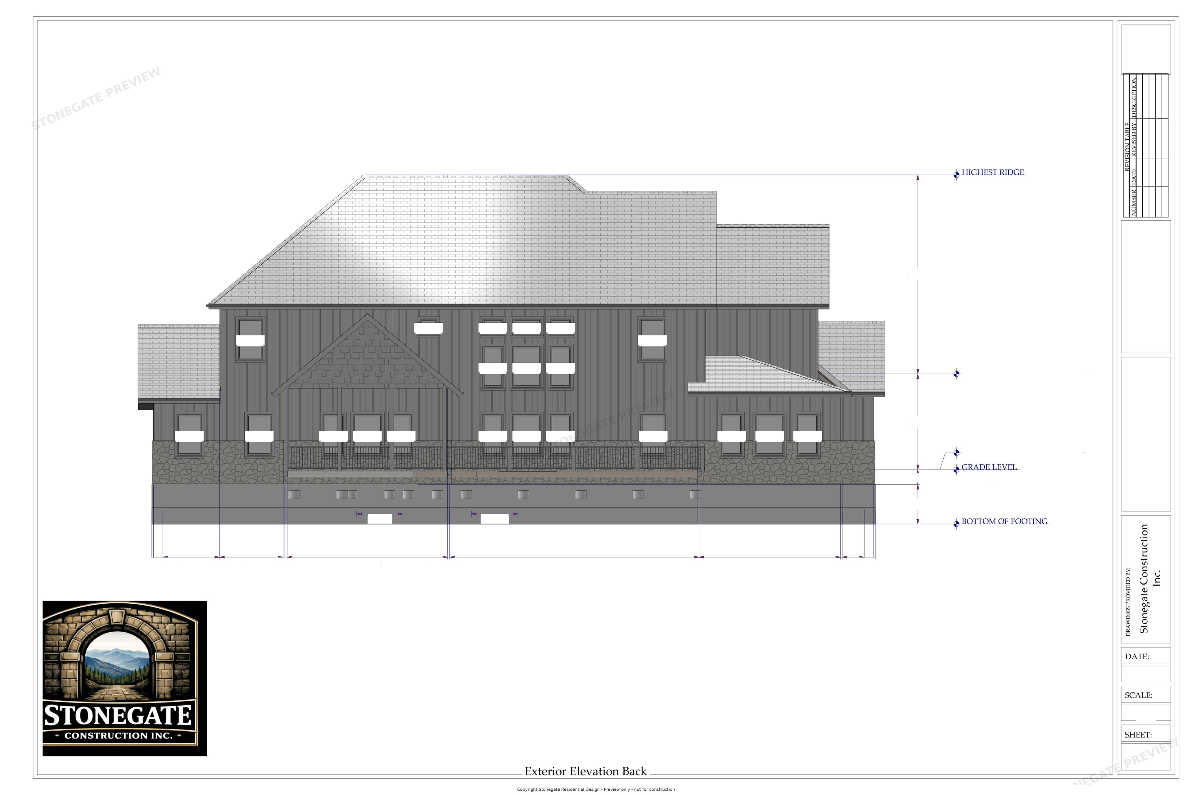 Country Craftsman rear elevation preview
