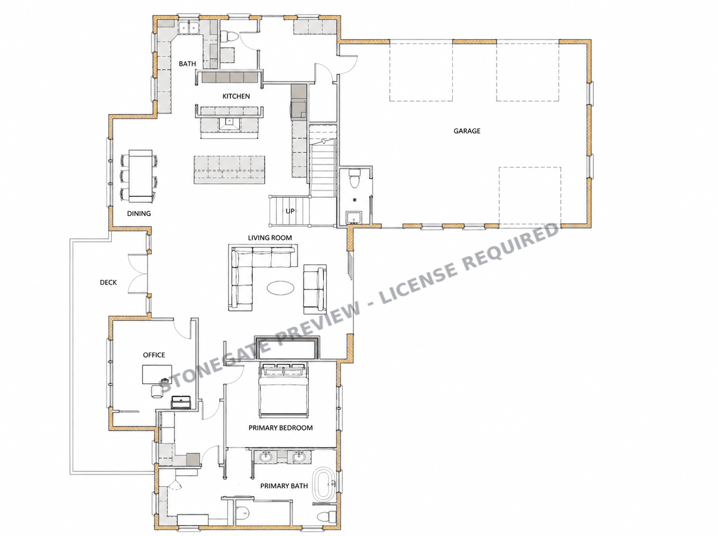 Dimension-free Hawthorne Ridge main-level floor plan preview