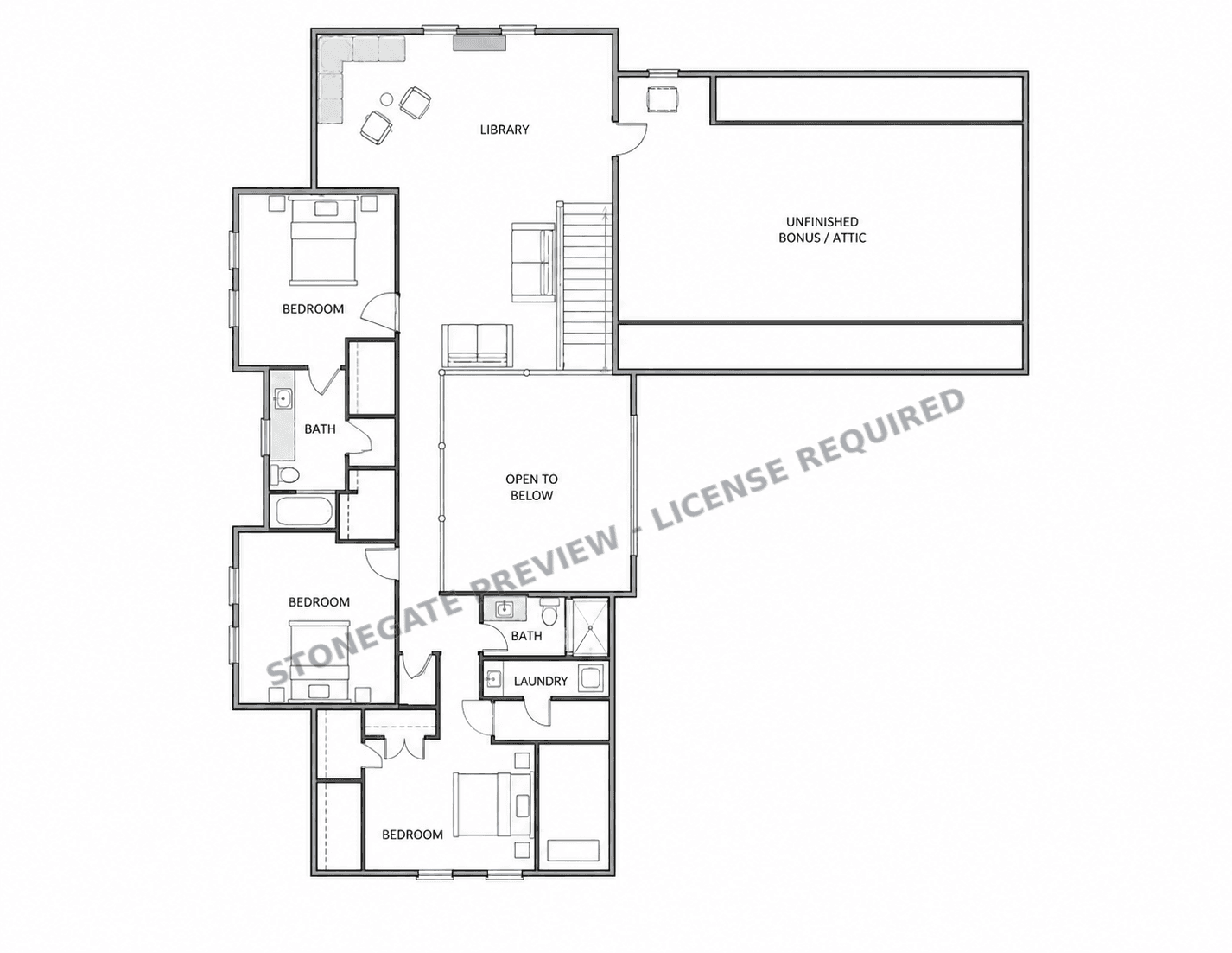 Dimension-free Hawthorne Ridge upper-level floor plan preview